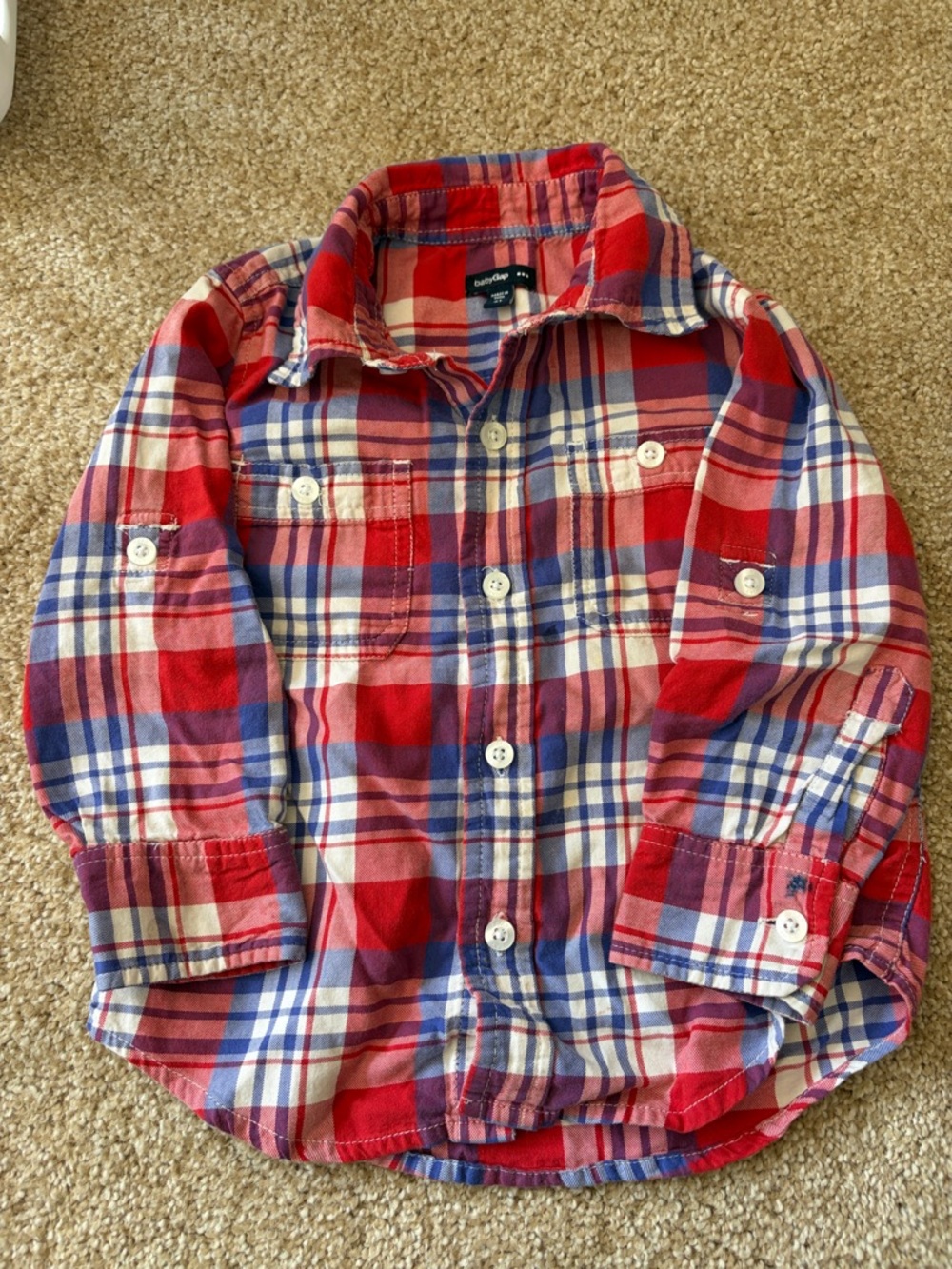 GAP Red, Blue & White Plaid Button-Down Shirt